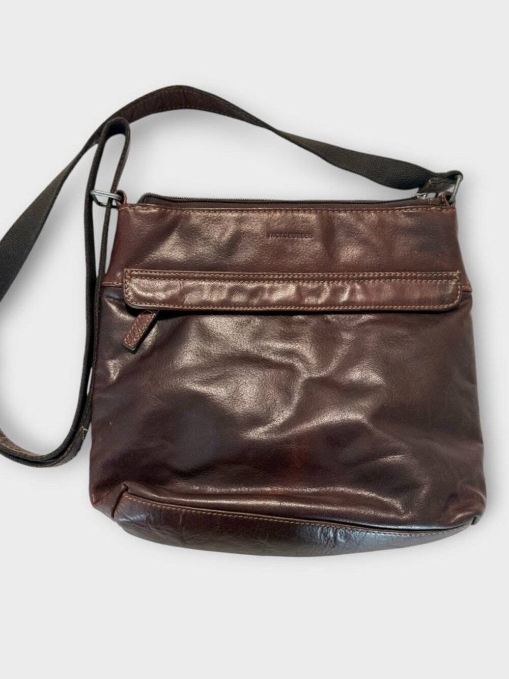 Jack Georges Voyager Zip Top Crossbody Hobo Brown
